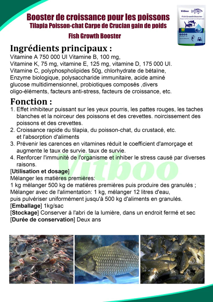 Booster de Croissance pour les Poissons : Tilapia ,Poisson-chat , Carpe...