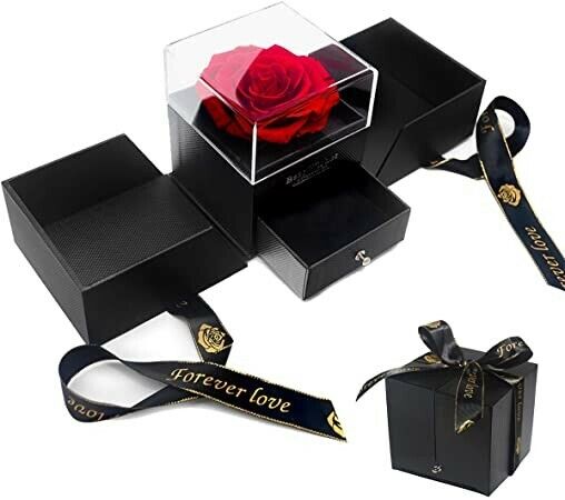 Coffret de Luxe de Rose Eternel avec Collier Amour Infini